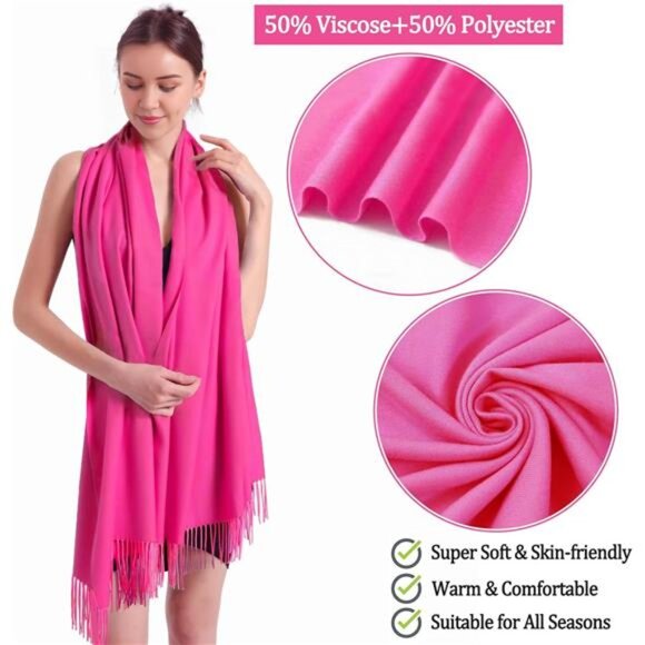 Scarf and Shawl - Soft Pashminas Wrap pink - Picture 2 of 5